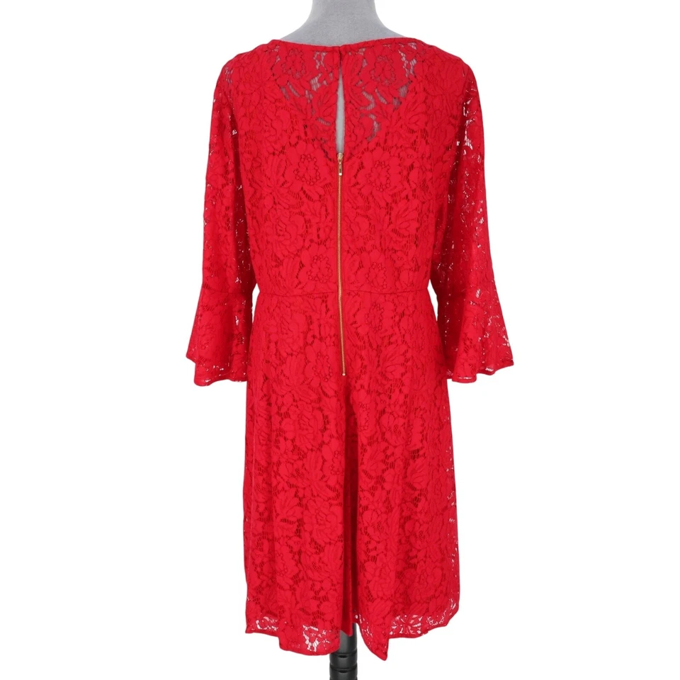 Lane Bryant платье плюс размер 22 Вт красный кружевной с подкладкой молнии Bell рукав вечеринки коктейль - Изображение 2 из 4