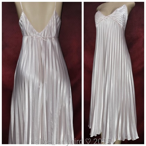 GLAMOROUS Vintage SATIN Pleated GOWN Lingerie SHINY Slip Dress Long ~XL 44-46 - Picture 5 of 9