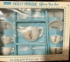 Vintage Chilton Toys Holly Hobbie miniature china tea set in its original box.