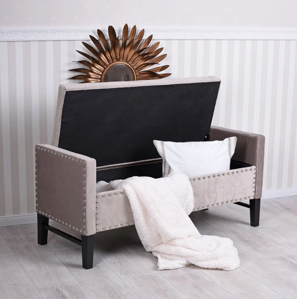 Truhenbank Polsterbank Samtbank Samthocker Wäschetruhe Sitztruhe Betthocker - Bild 2 von 4