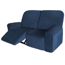 Velvet 6 Pieces Recliner Loveseat Cover Stretch Sofa Slipcover Furniture Prot...