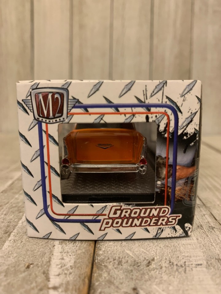 M2 Machines Ground Pounders 1957 Chevrolet 150 Orange 1/64 Die Cast Car ...