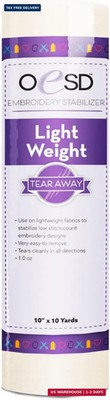 OESD Light Weight Tear Away Embroidery Stabilizer 10'' x 10 Yd Roll