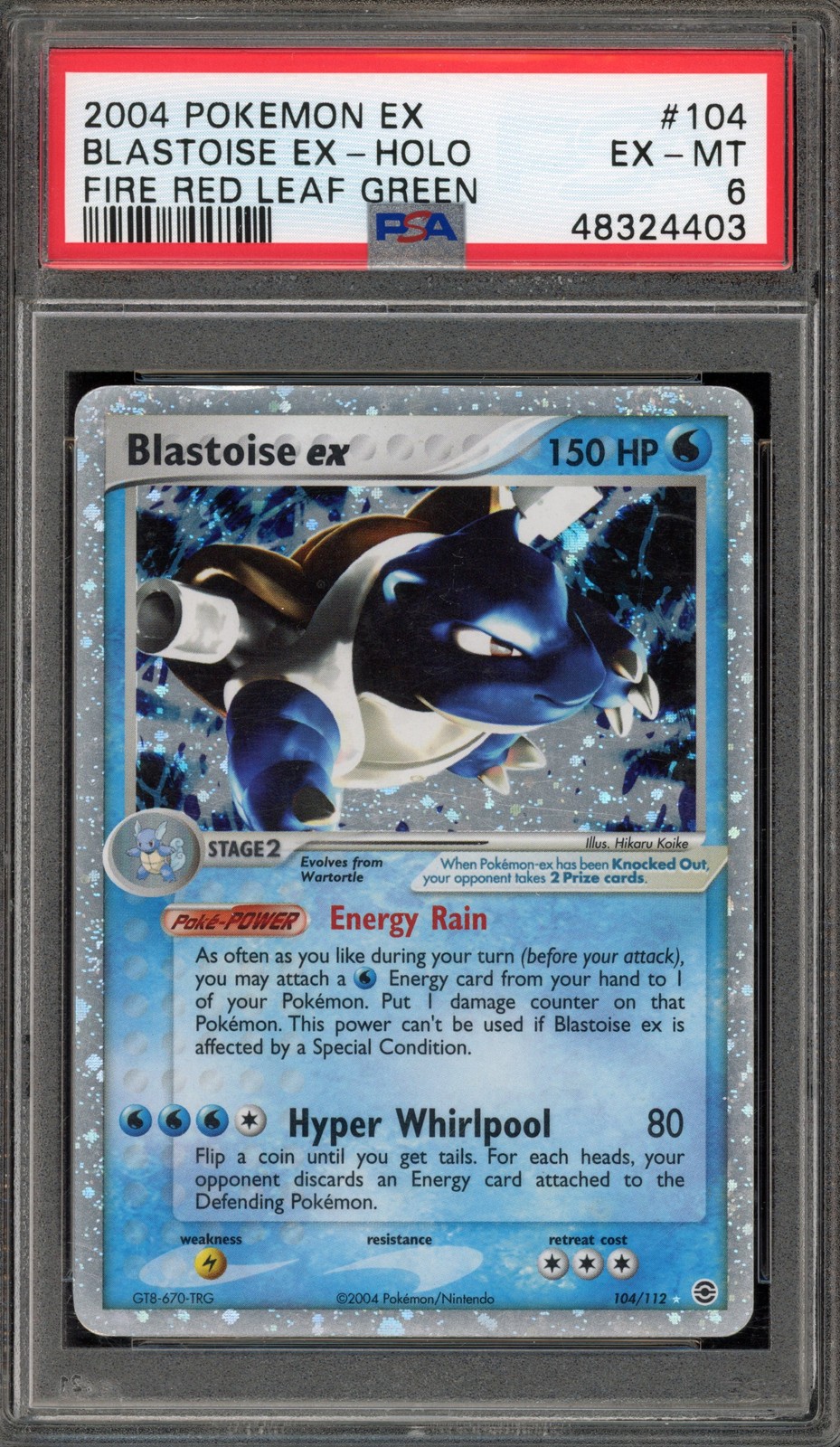 Pokemon Blastoise ex EX Fire Red & Leaf Green Holo Ultra Rare #104 PSA 6
