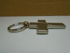 SILVER METAL CROSS SWIVEL 2" X 1.75" KEY RING UNBRANDED (KC299)