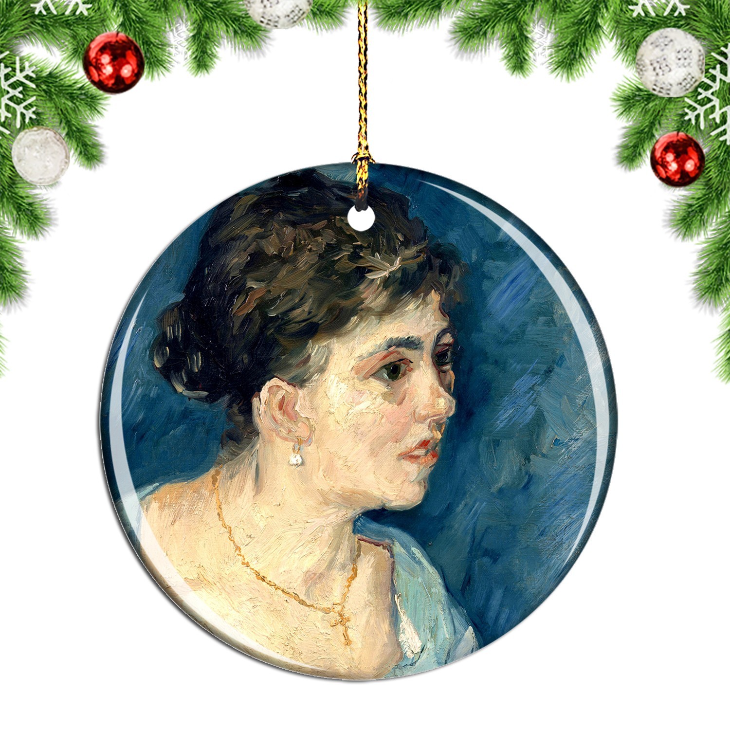 Van Gogh Portrait of A Woman In Blue Pai Christmas ornament city travel souvenir