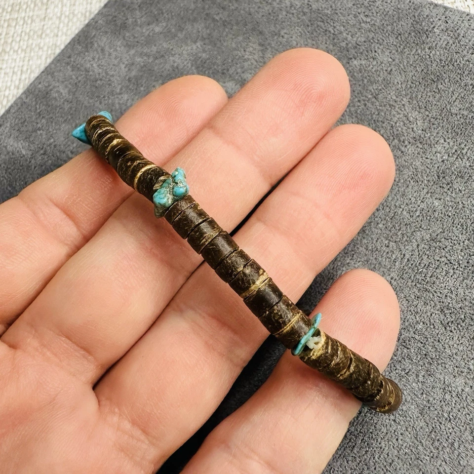 Boho Armband Türkis Braun Ethno Perlen Unisex Natur Schmuck Handgemacht - Bild 4 von 4