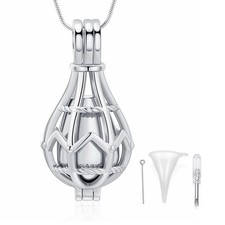 Keepsake Openwork Teardrop Urn Locket Ashes Necklace Memorial Jewelry Cremati...