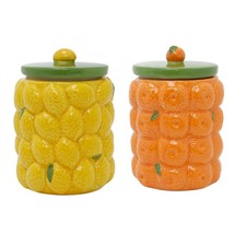 Citrus Kitchen Storage Jar | Ceramic Fruit Design Cookie Jar Biscuit Barrel