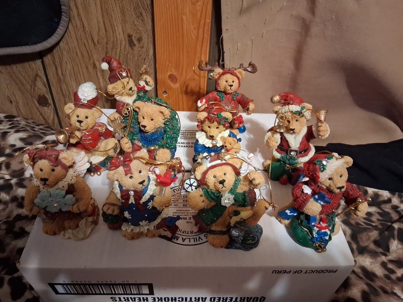 Teddy Bear Christmas Ornaments Set 10 ✅3.5" Resin Holiday Family Figures