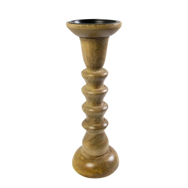 INNA-Glas Deko Kerzenhalter Mangoholz Costantino, Braun, 30Cm, Ø10Cm-image