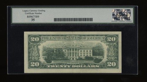 DBR 1969-A $20 FRN Richmond Fr. 2068-E Legacy 35 Serial E90527250A - Picture 2 of 2