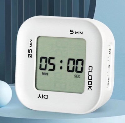 Timer digital | mit Stoppuhr und Uhrzeit | lautloser visueller Alarm | klein mit