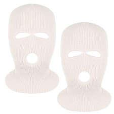 2 Pieces 3-Hole Full Face Mask Cover Ski Mask Winter Balaclava Cap Knitted Fa...
