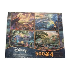 4-In-1 Disney Thomas Kinkade Four Puzzles Lion King Peter Pan Jungle Book Prince