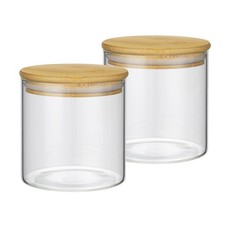 2PCS Small Glass Storage Jars with Airtight Lids,18 fl oz 550ml Cute Clear ...