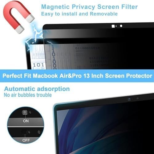 ZOEGAA Magnetyczny ekran prywatności MacBook Air Pro 13" M1 M2 Anti Glare / Blue Light - Zdjęcie 3 z 12
