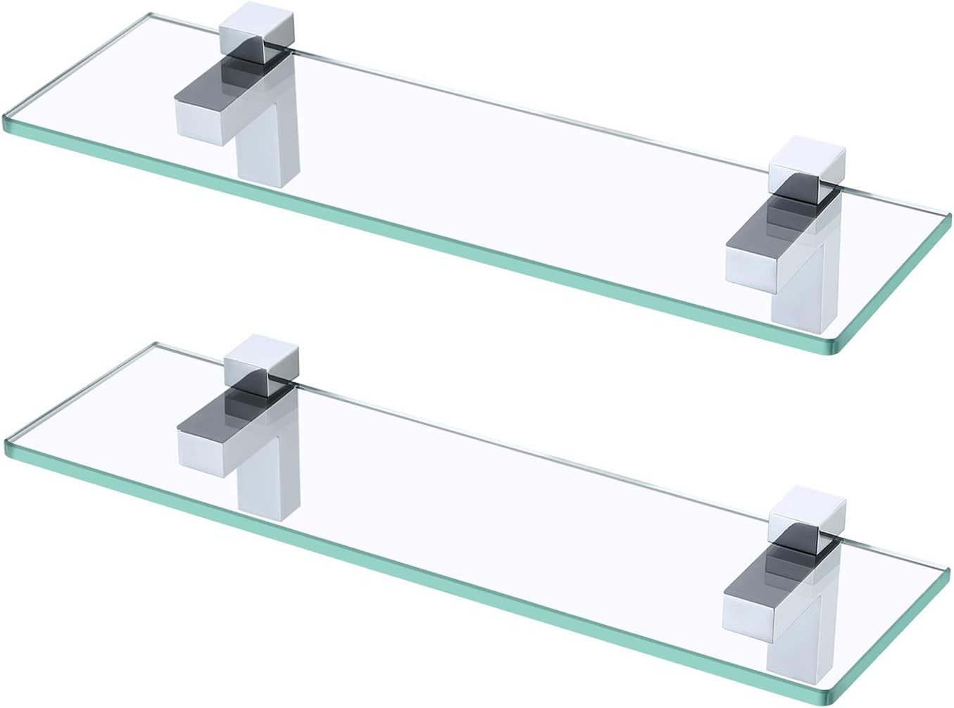 Glass Shelves for Bathroom, 15.8-Inch Bathroom Shelf with Rectangle Tempered ...