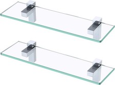 Glass Shelves for Bathroom, 15.8-Inch Bathroom Shelf with Rectangle Tempered ...