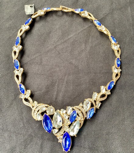 Trifari TM 1980-90s Stunning Clear Blue Rhinestone Crystal Chocker | eBay