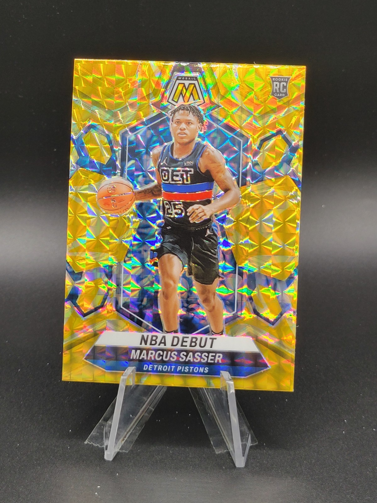 Marcus Sasser 2023-24 Mosaic Basketball #264 NBA Debut RC Reactive Yellow Mosaic