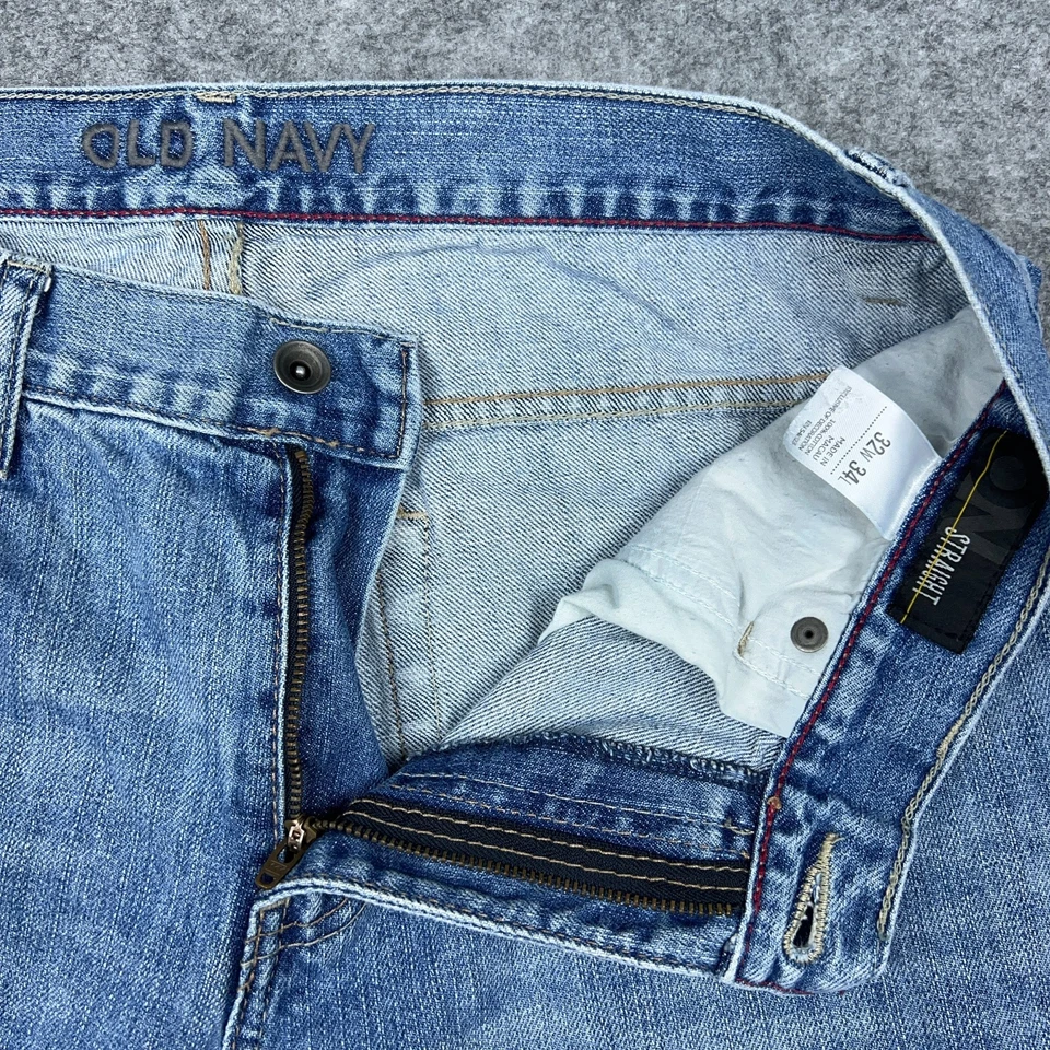 VTG Old Navy Jeans Mens 32x34 Light Blue Straight Leg Cotton 90s Skate Y2K - Image 4 of 4