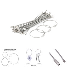Stainless Steel Keychain 4.3/6.3 Inch Wire Rings Cable Keyring Loop For Luggage