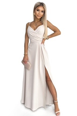 Numoco Abendkleid Chiara Maxikleid Cocktailkleid Partykleid langes Kleid, beige