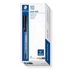 STAEDTLER Stick 430 M-9 Ballpoint Pen Medium - Black (Box of 10) Black 10 count 