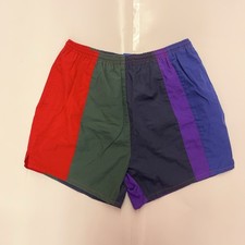 Vtg Inertia MultiColor Surfboard Swim Trunks Board Shorts Bold Colorblock Mens L