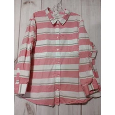 Jaclyn Smith Shirt Ladies 3x White Peach Button Front Light Weight