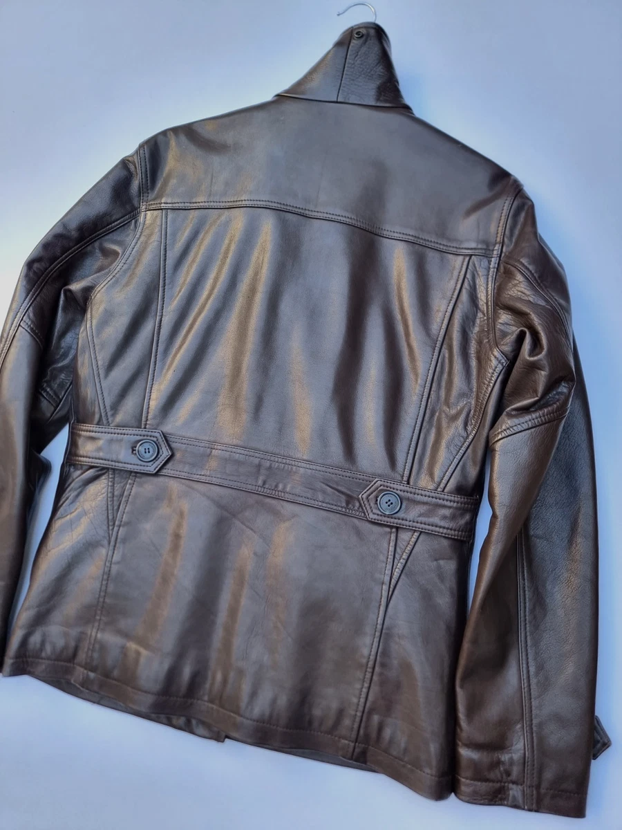 Chaqueta de aviador de cuero marrón SCHOTT CUERO DE TIMÓN MEDIANA 38 excelente