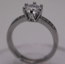 18ct White Gold Natural Round Diamond Solitaire Engagement Ring Size P 2mm