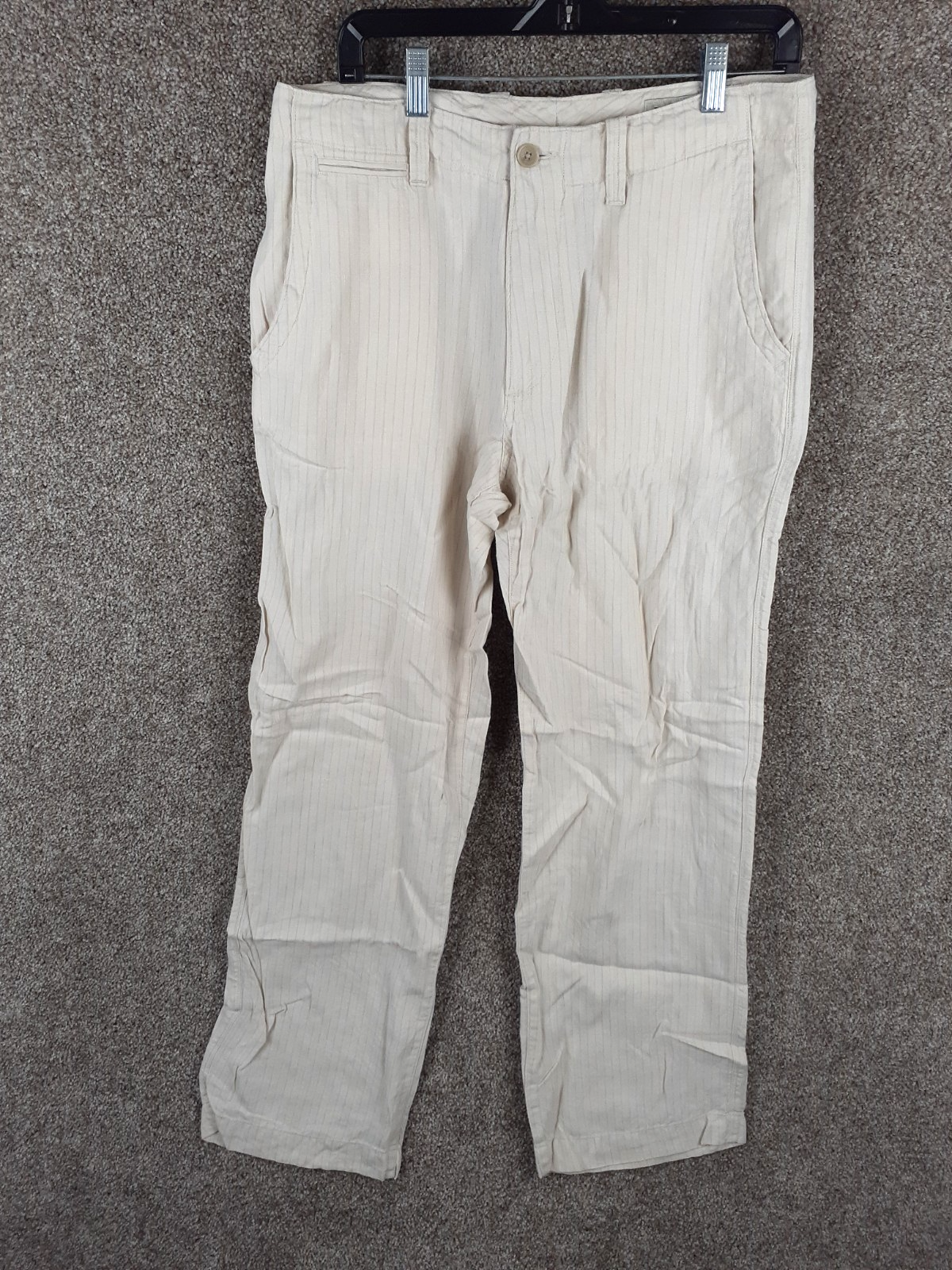 Banana Republic Men's Beige Linen Pinstripe Drawstring Pant 33x30 with Pockets