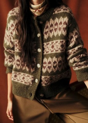 NWOT Sezane x Baziszt Thomas Cardigan Sweater Alpaca Blend in Khaki Size Small