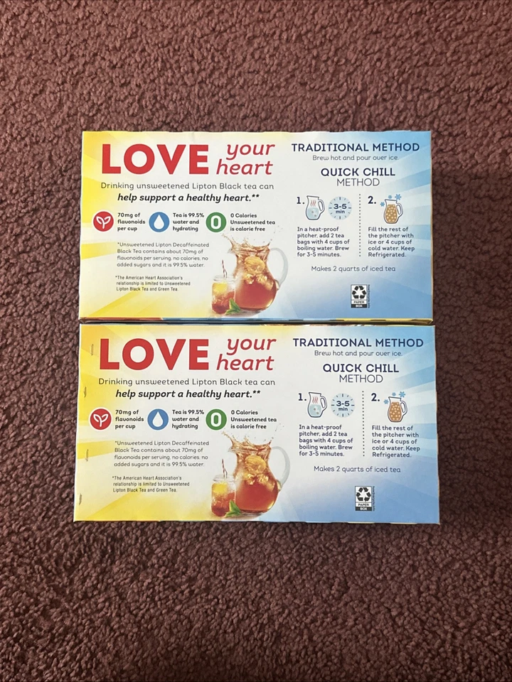 Lote de 2 bolsas de té descafeinadas de té negro helado tamaño familiar Lipton 48 quilates Foto 2 de 3