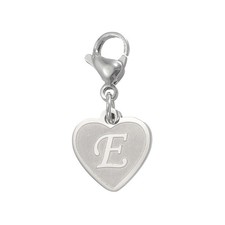Initial Letter KeyChain, Letter A-Z Heart Charm Keyring, Silver E 