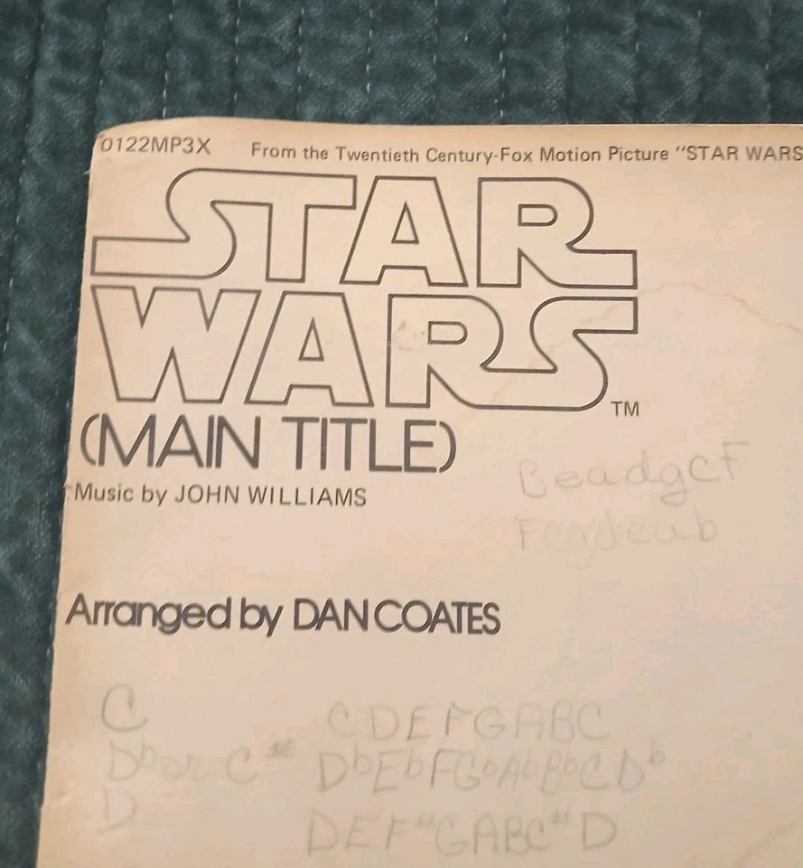 1978 Star Wars Sheet Music By John Williams & Arrangement By Dan Coats LG. Print - Image 2 of 4