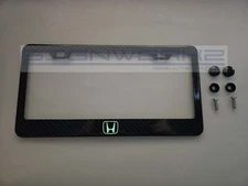 Glow Honda Logo I CF Printed Pattern Aluminum License Plate Frame