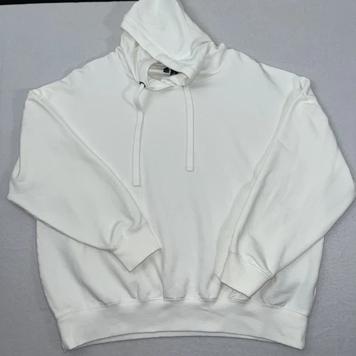 OFF WHITE Felpa con cappuccio Buffalo David Bitton taglia XL avorio super morbida misto viscosa minimalista