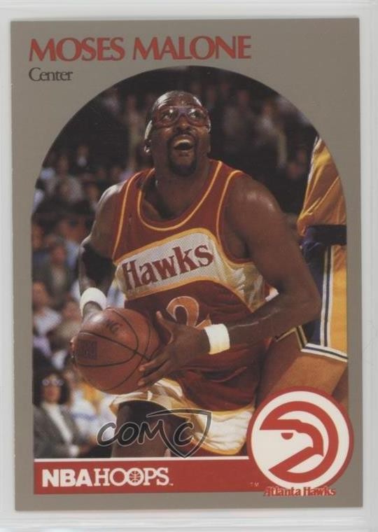 1990-91 NBA Hoops 100 Superstars Moses Malone #1 HOF 5hy