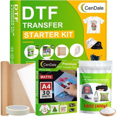 CenDale DTF Sublimation Kit - 30 Sheets A4 Film Starter Kit, white