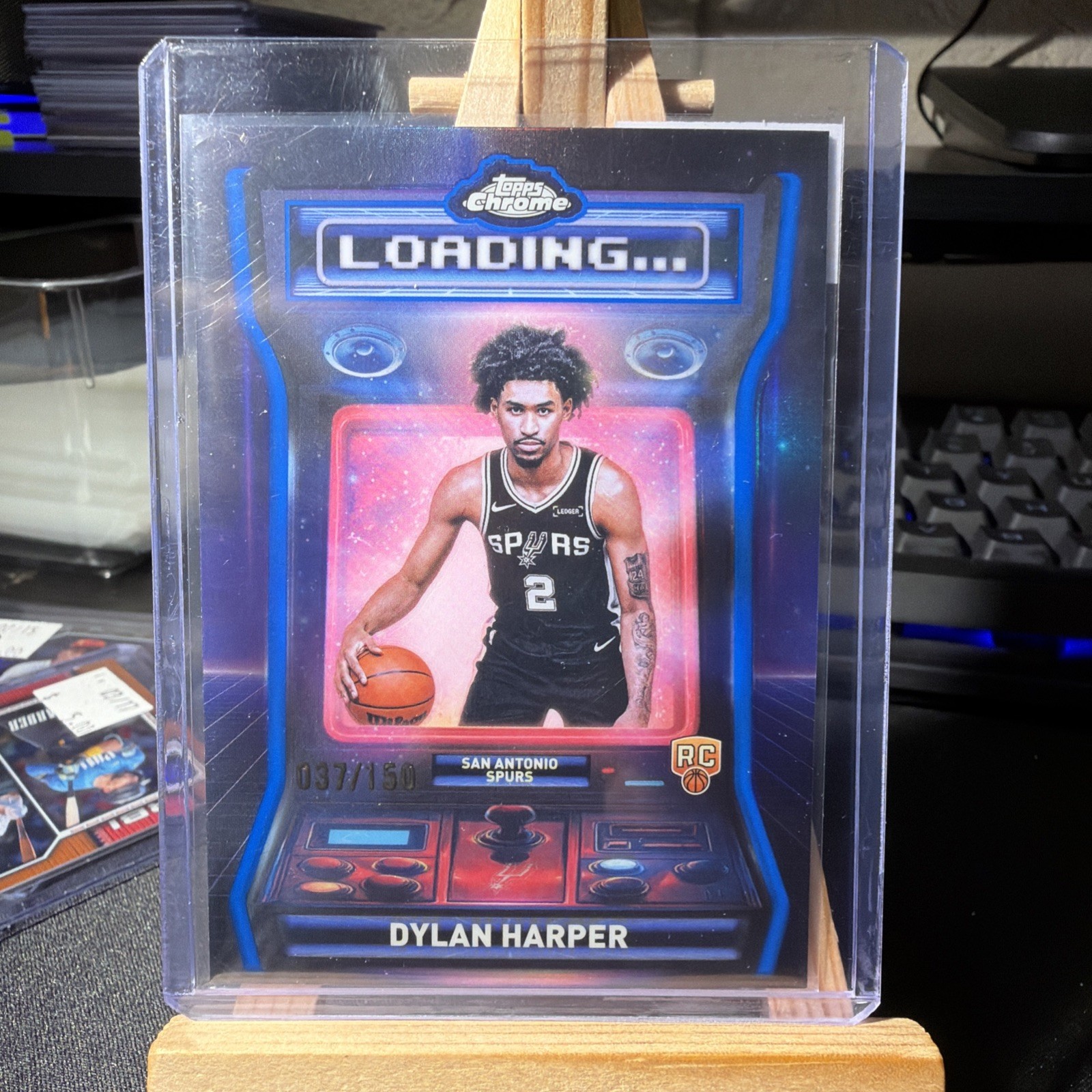 2025-26 Topps Chrome Dylan Harper Loading BLUE REFRACTOR RC /150 SPURS