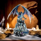 Blue Mother & Baby Dragon Fantasy Art Figurine Snowglobe Gothic Statue Ornament
