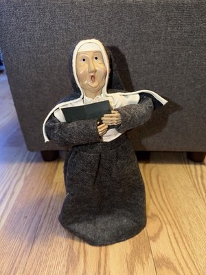 Vintage NUN Figurine 12'' tall x 5.5'' Choir singer O Holy Night Christmas Caroler