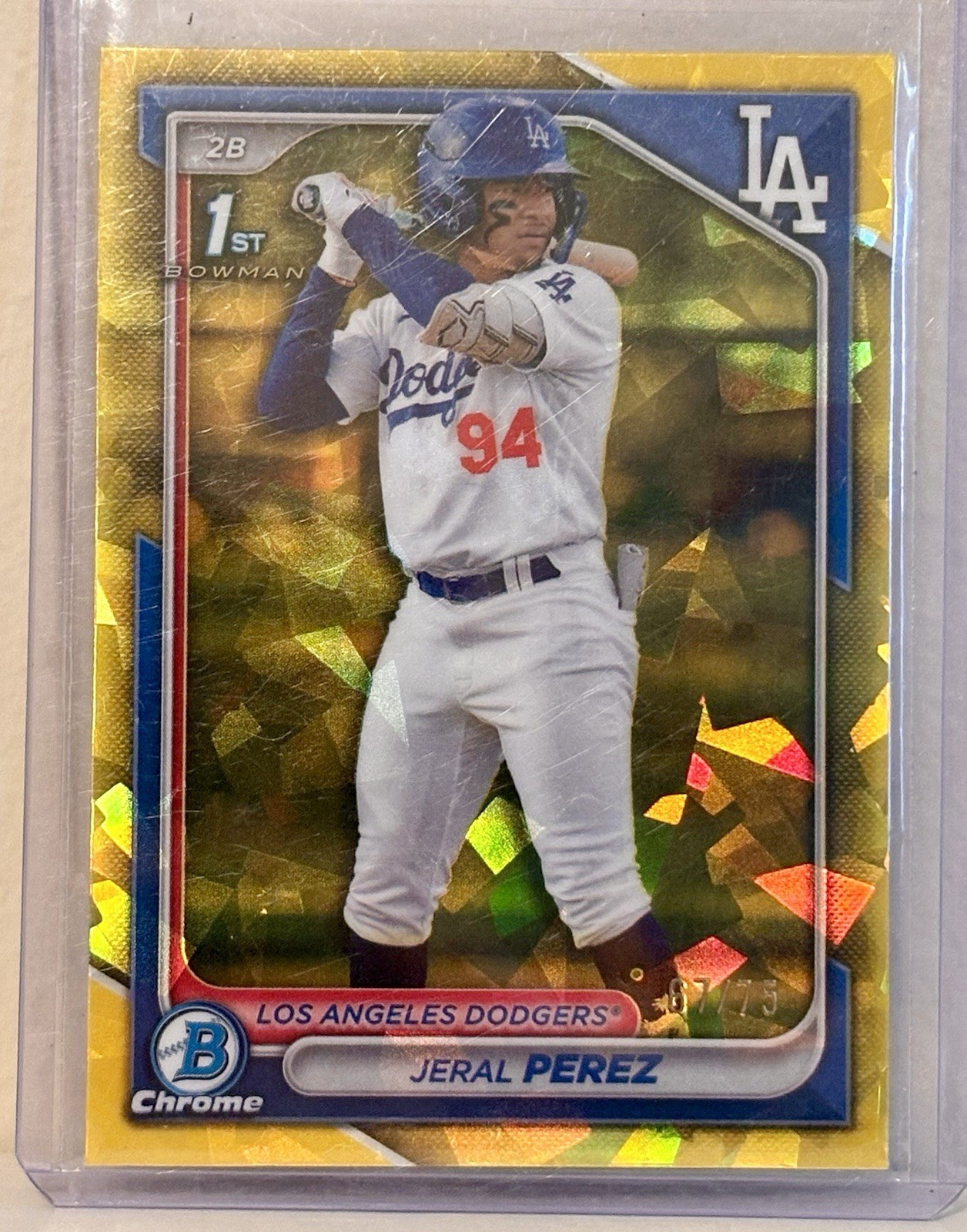 2024 Bowman Chrome 1st Sapphire Edition Jeral Perez #BCP-158 Yellow # /75 RC LAD
