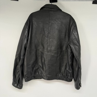 Perry Ellis Portfolio Mens Jacket XL Black Genuine Lambskin