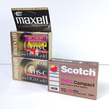 New Sealed VHS-C Tapes   2 Maxell HGX-Gold TC-30 / 1 Scotch TC-30 EXG