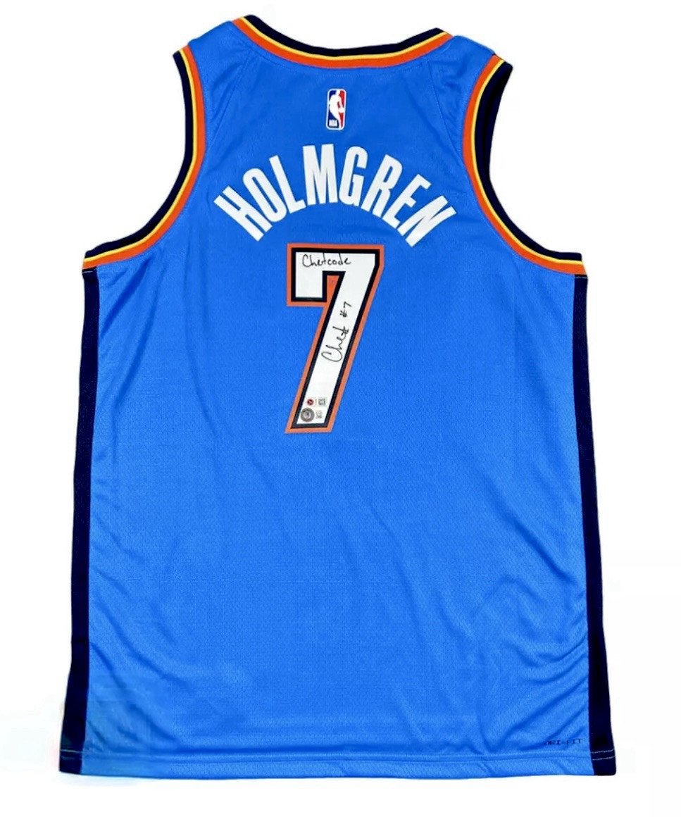 CHET HOLMGREN SIGNED BLUE NIKE INSCRIBED THUNDER SWINGMAN JERSEY