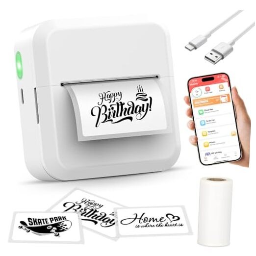 Bluetooth Mini Label Maker S2 with 50x30mm White Tape, Portable Design-image